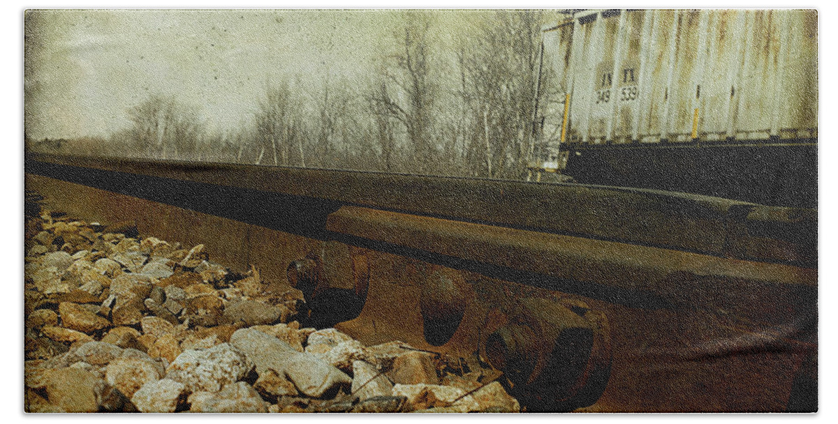 Railroad Beach Towel featuring the photograph Railroad Bolts by Cindi Ressler