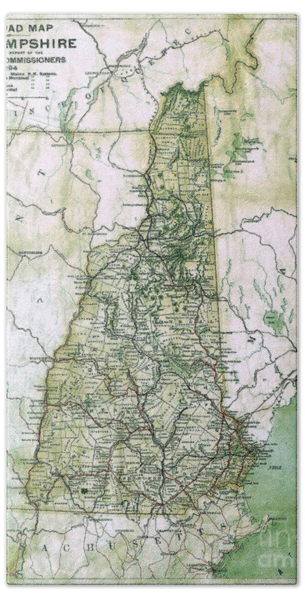 Map Beach Towel featuring the photograph Railroad Map New Hampshire 1894 by Mim White