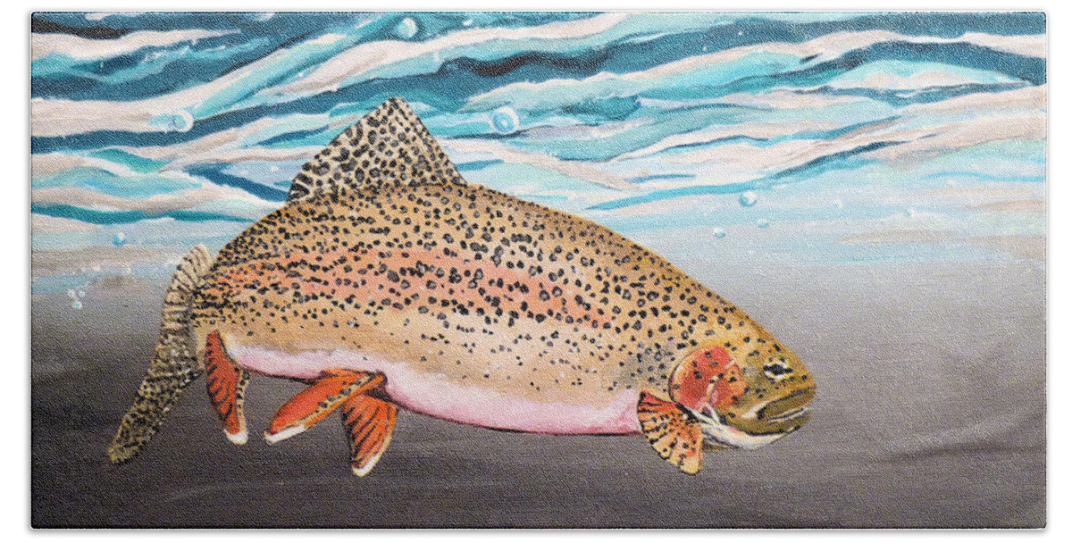 Trout Beach Towel featuring the painting Rainbow Addiction by Chad Berglund