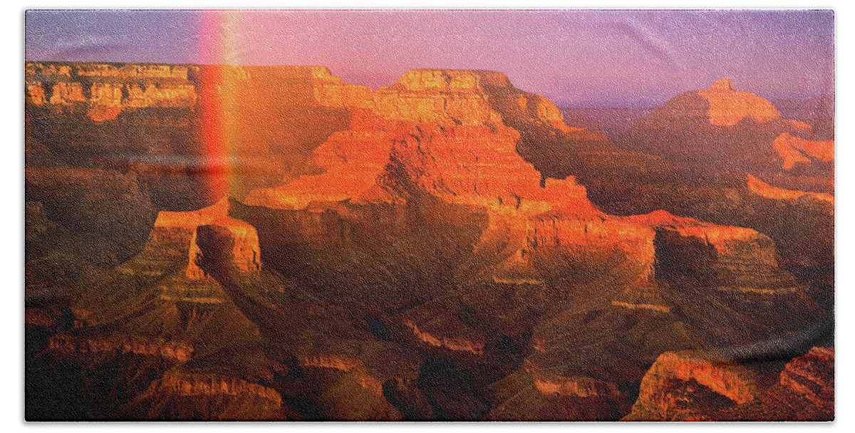 Rainbow Beach Towel featuring the photograph Rainbow at the Grand Canyon by Mark Miller