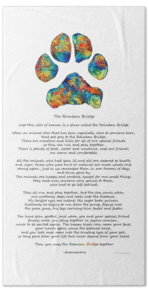 Rainbow Bridge Poem With Colorful Paw Print by Sharon ...