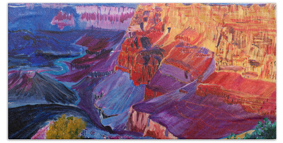 Grand Canyon Beach Towel featuring the painting Rainbow Canyon 18 x 24 by Santana Star