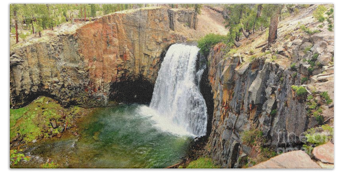 California Beach Sheet featuring the photograph Rainbow Falls 3 by Joe Lach