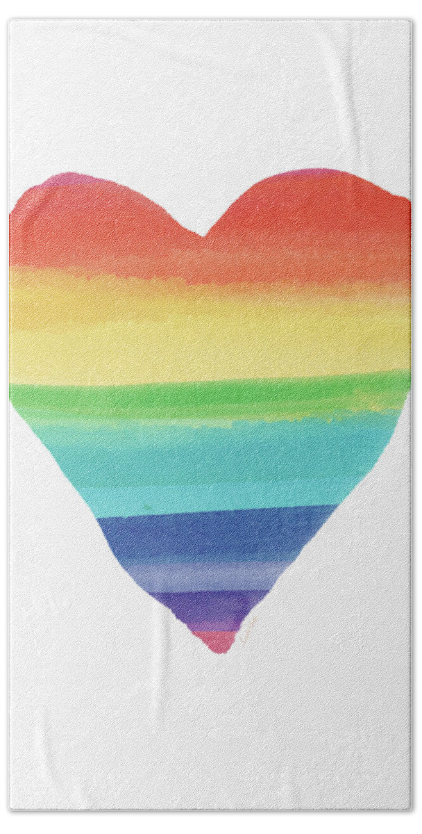 Heart Beach Towel featuring the painting Rainbow Heart- Art by Linda Woods by Linda Woods