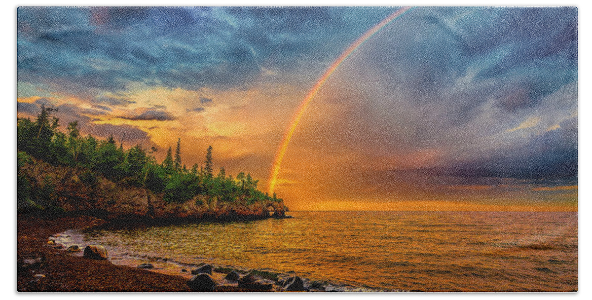 Atmosphere Beach Towel featuring the photograph Rainbow Point by Rikk Flohr
