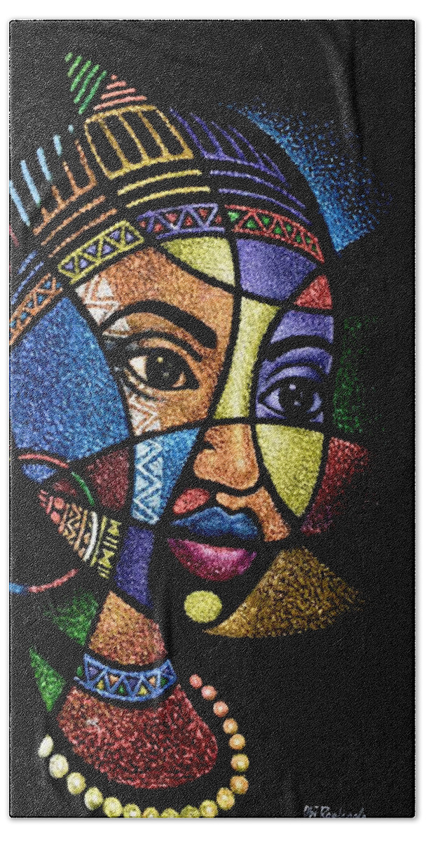 Africa Beach Towel featuring the painting Rainbow Portrait by Obi