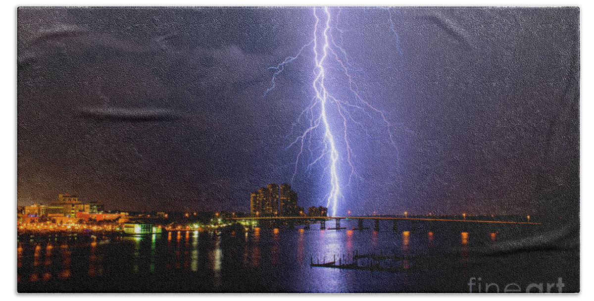 Lightning Beach Towel featuring the photograph Raining Bolts by Quinn Sedam