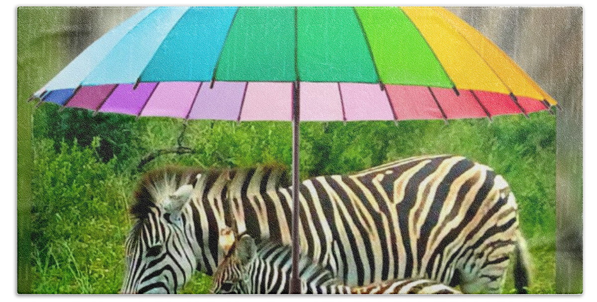 Zebras Beach Sheet featuring the digital art Raining Zebras by Vijay Sharon Govender