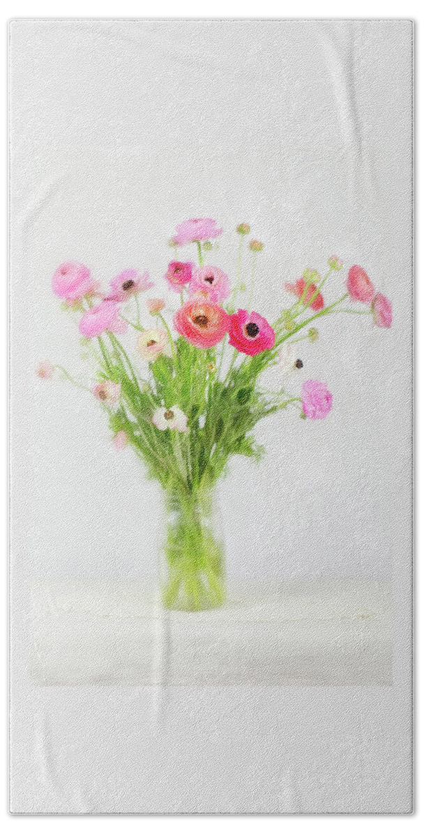Painterly Beach Towel featuring the photograph Ranunculus and Anemones Painterly by Susan Gary