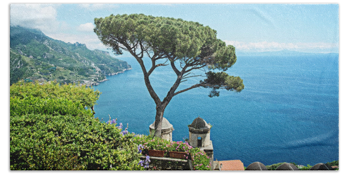 Ravello Beach Towel featuring the photograph Ravello - where the sky meets the sea by Catherine Reading