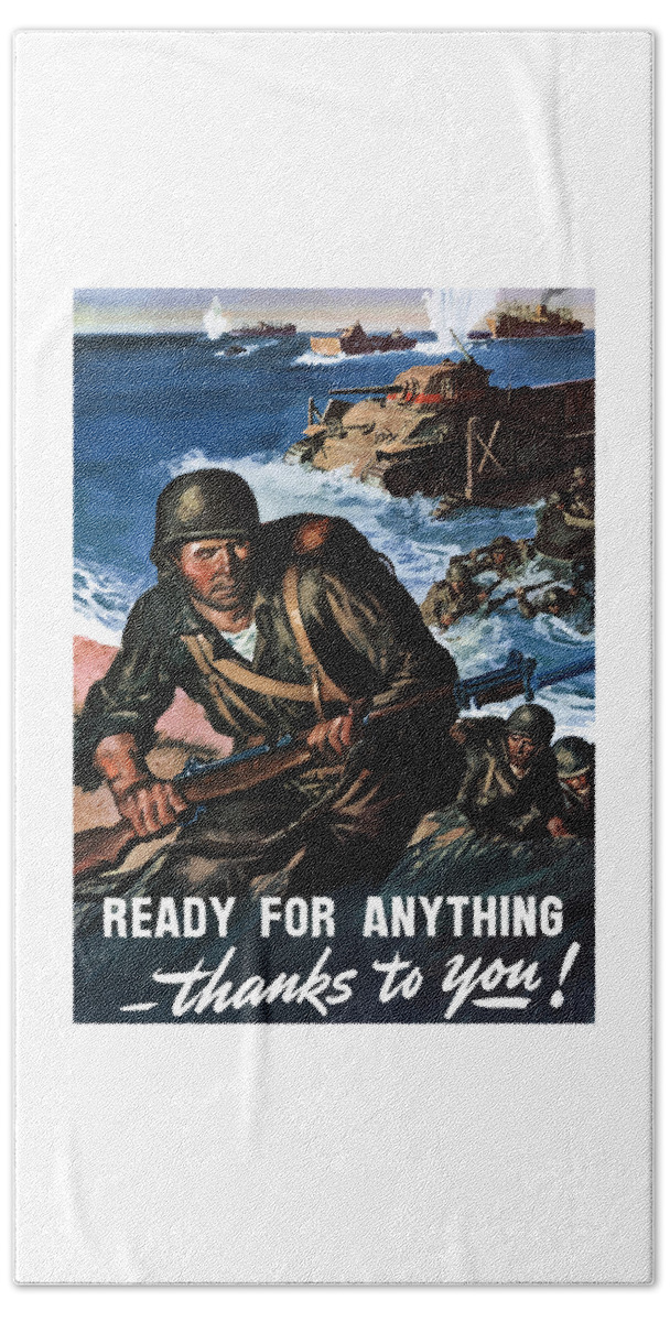Soldiers Beach Towel featuring the painting Ready For Anything - Thanks To You by War Is Hell Store