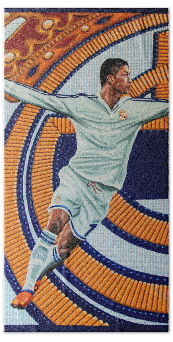 Real Madrid Beach Towel featuring the painting Real Madrid Painting by Paul Meijering