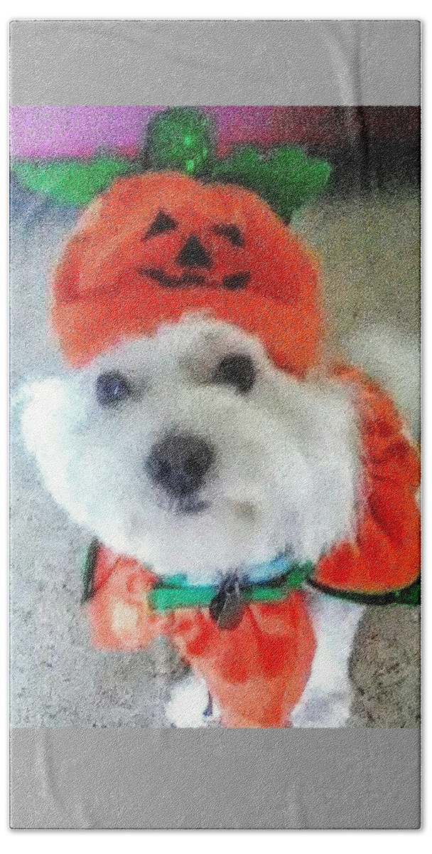 Coton De Tulear Beach Towel featuring the photograph Really Halloween by Suzanne Berthier