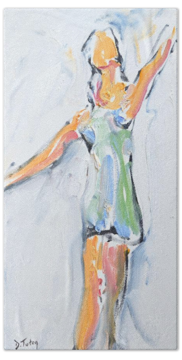 Dance Beach Towel featuring the painting Rebekah's Dance Series 2 Pose 2 by Donna Tuten