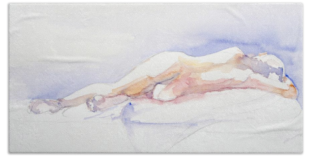 Full Body Beach Sheet featuring the painting Reclining Figure by Barbara Pease