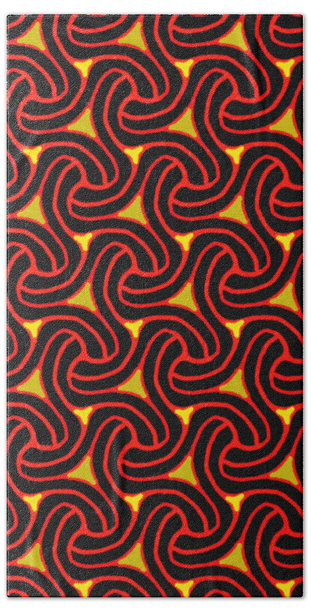 Red Beach Towel featuring the digital art Red and Black Knot Pattern by Becky Herrera