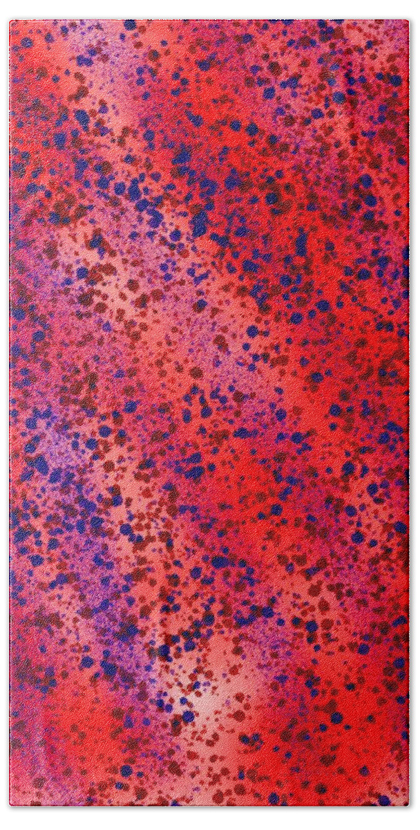 Red And Blue Splatter Abstract Beach Sheet featuring the painting Red and Blue Splatter Abstract by Becky Herrera