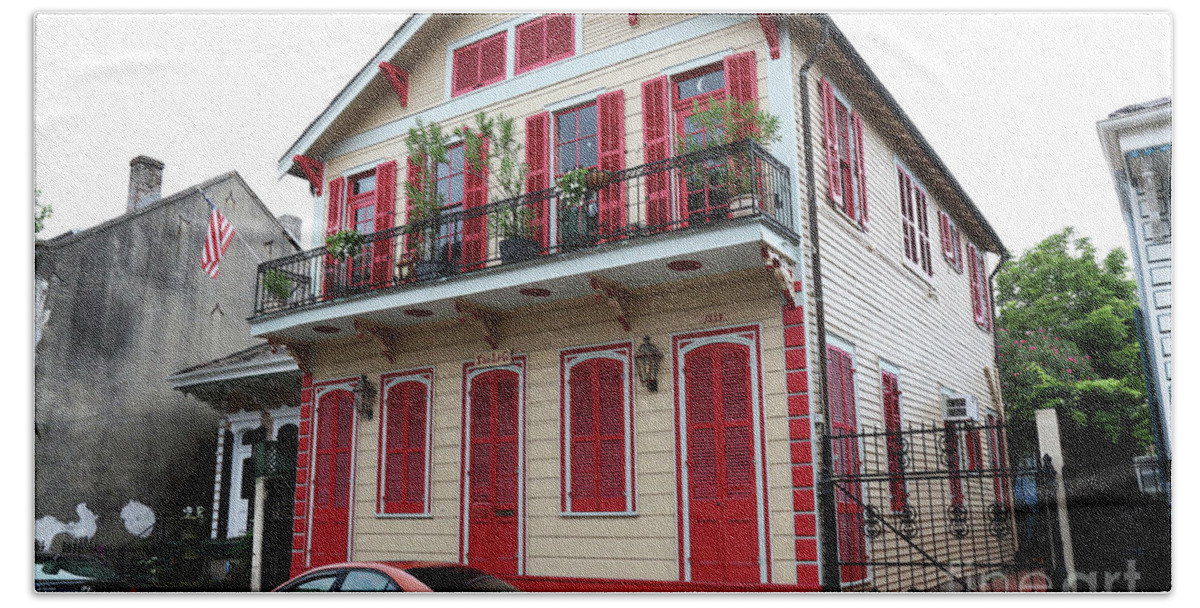 New Orleans Beach Towel featuring the photograph Red and Tan House by Steven Spak