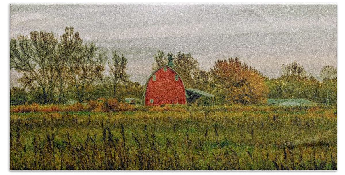 Barn Beach Towel featuring the photograph Red Barn in a Green Place by Curtis Tilleraas