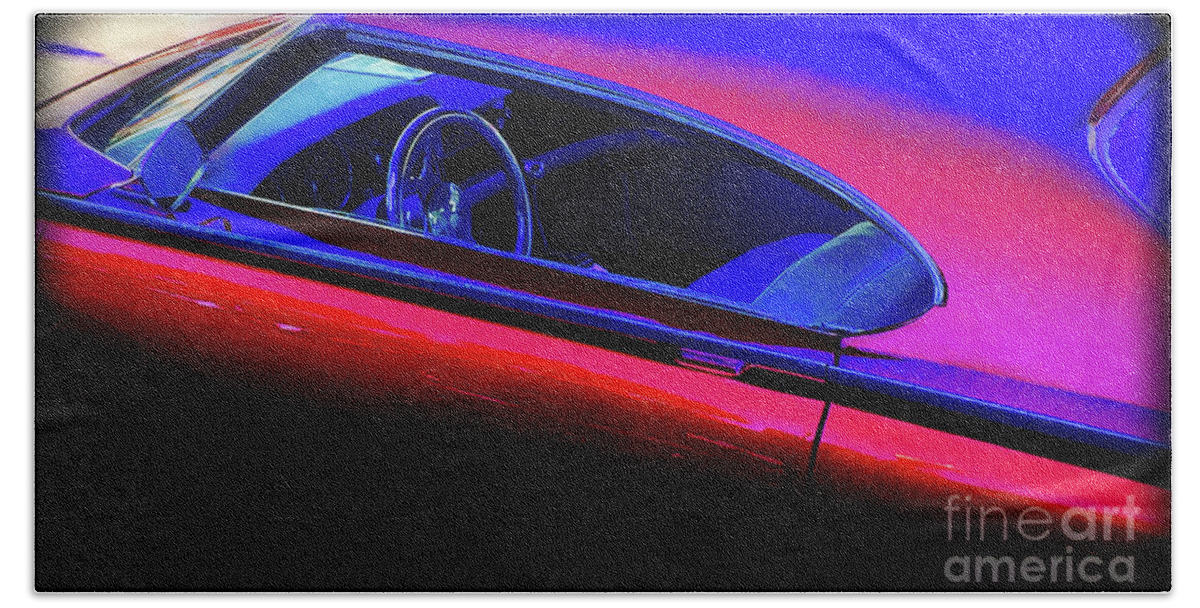 Car Print Beach Towel featuring the photograph Red Blue Car by Joseph J Stevens