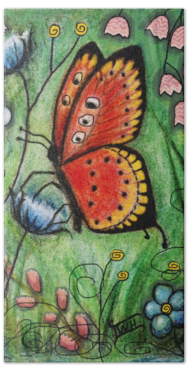 Butterflies Beach Sheet featuring the mixed media Red Butterfly by Terry Webb Harshman