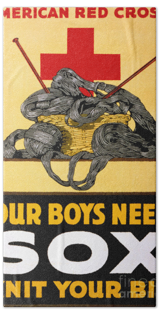 1917 Beach Towel featuring the photograph RED CROSS POSTER, c1917 by Granger