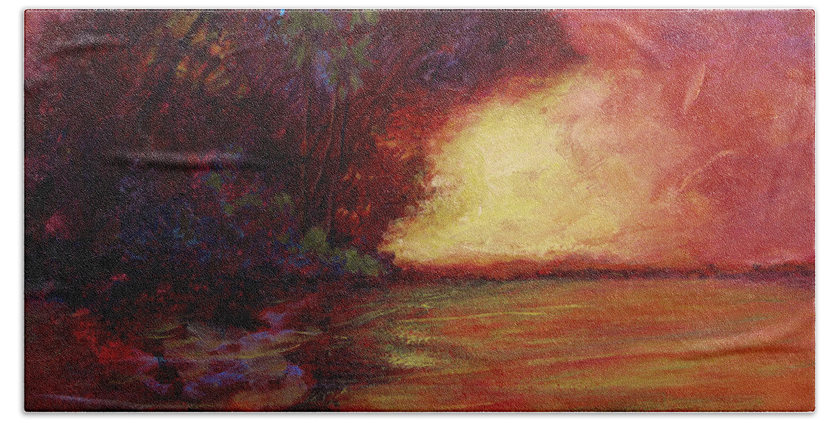 Impressionism Beach Towel featuring the painting Red Dusk by Julianne Felton