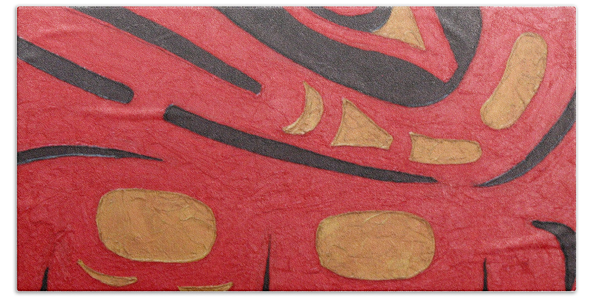 Red Beach Towel featuring the painting Red Eagle by Elaine Booth-Kallweit