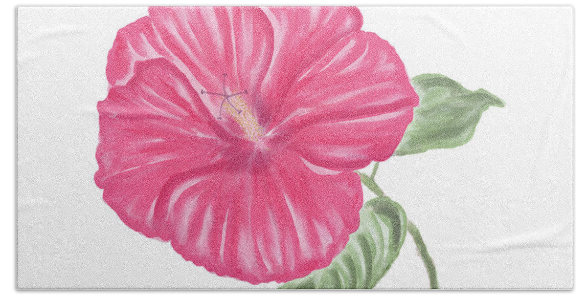 Hibiscus Beach Towel featuring the digital art Red Hibiscus Flower Watercolor by Svetlana Foote