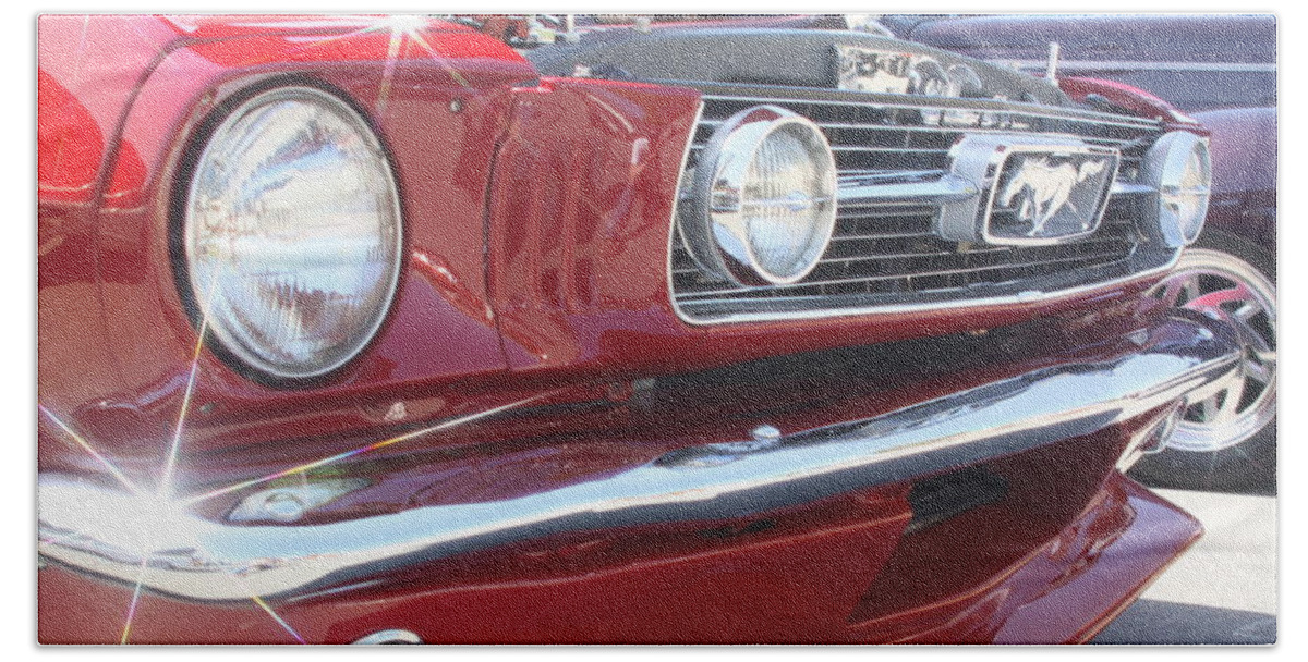 Red Beach Towel featuring the photograph Red Hot Mustang by Jeff Floyd CA