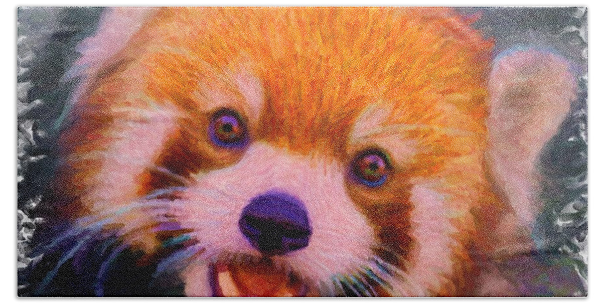 Red Panda Cub Beach Sheet featuring the digital art Red Panda Cub by Caito Junqueira