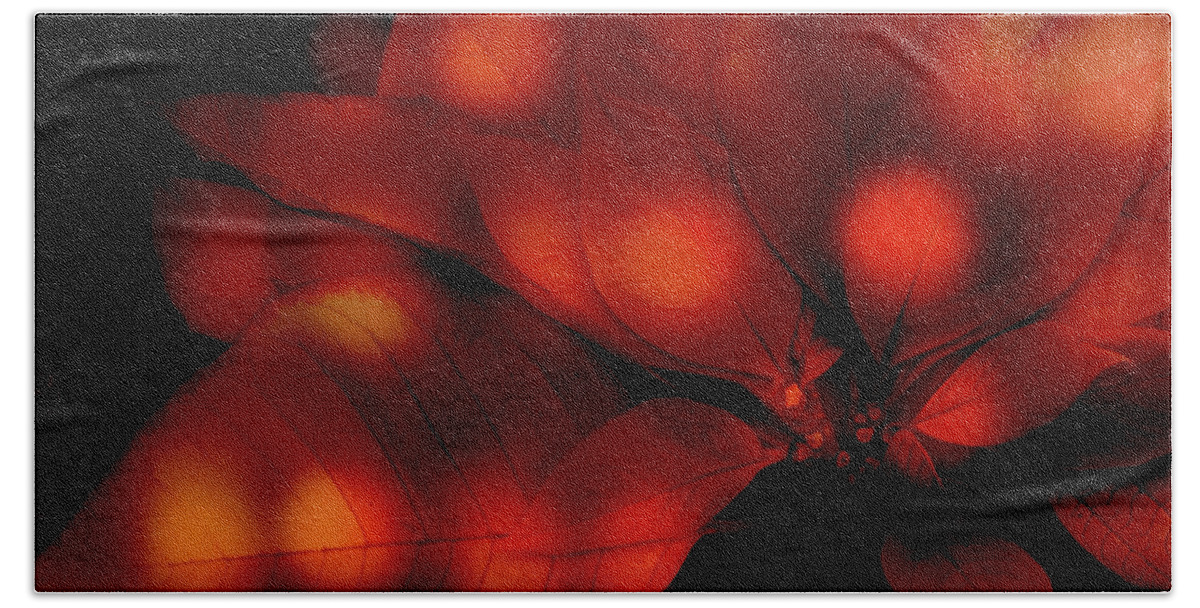 Red Beach Towel featuring the digital art Red Poinsettia by Terry Davis