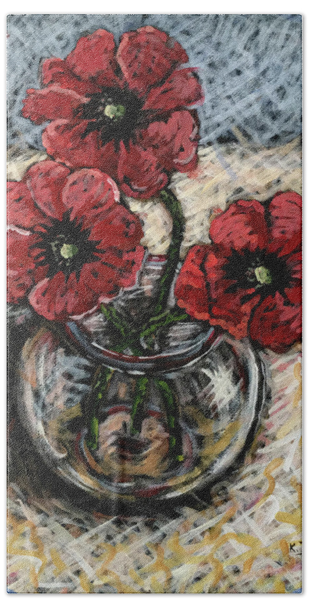 Painting Beach Towel featuring the painting Red Poppies by Karla Beatty