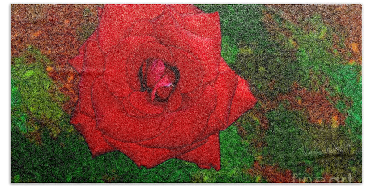 Vincent Van Gogh Beach Sheet featuring the photograph Red Rose 2 by Jean Bernard Roussilhe