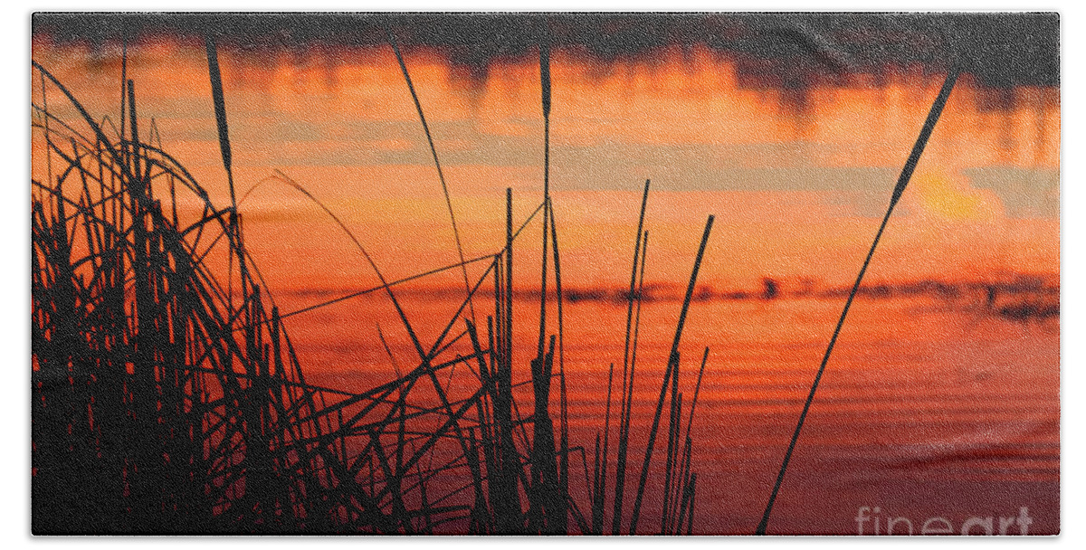 Sunsets Beach Towel featuring the photograph Red Skies by Jim Garrison