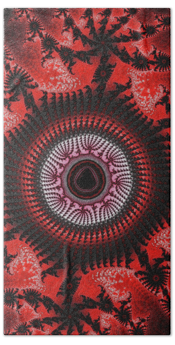 Red Spiral Infinity Beach Towel featuring the digital art Red Spiral Infinity by Becky Herrera