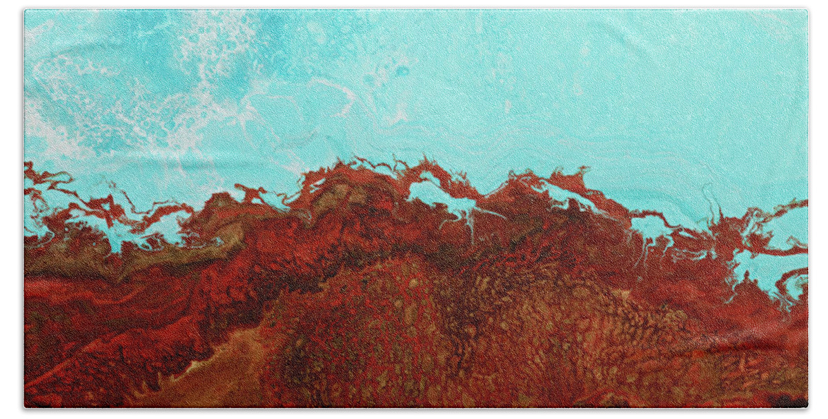 Ocean Beach Towel featuring the painting Red Tide by Tamara Nelson
