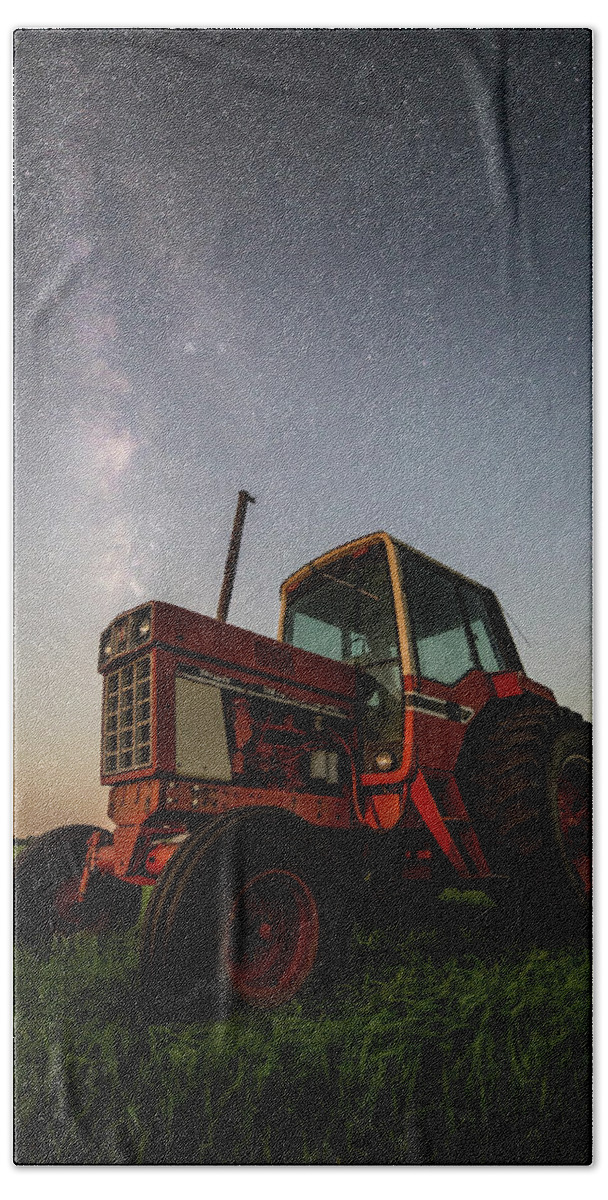 International Beach Sheet featuring the photograph Red Tractor by Aaron J Groen
