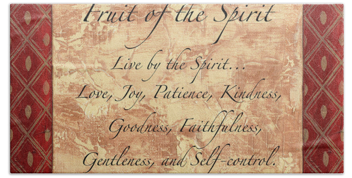 Fruit Of The Spirit Beach Towel featuring the painting Red Traditional Fruit of the Spirit by Debbie DeWitt
