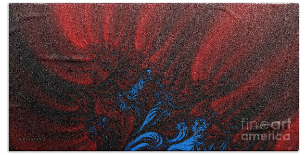 Abstract Beach Towel featuring the painting Red Velvet by Corey Ford