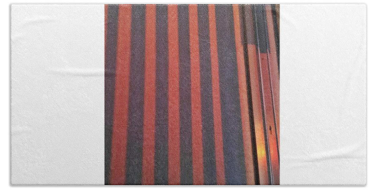 Sunset Beach Towel featuring the digital art Red wall by Kumiko Izumi