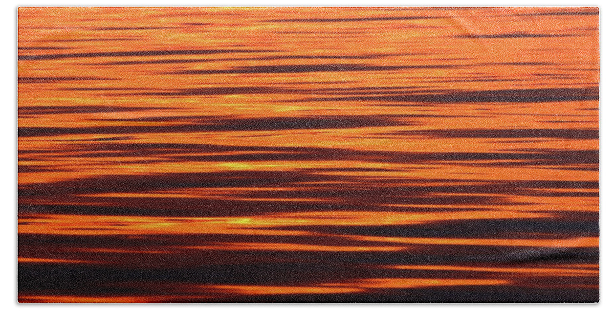 Abstract Beach Towel featuring the photograph Red Waves At Sunset by Lyle Crump