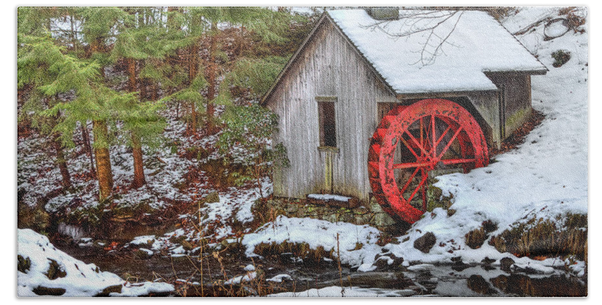 Cold Beach Sheet featuring the photograph Red Wheel by Evelina Kremsdorf