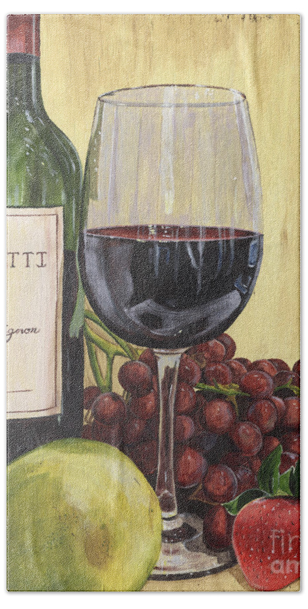 Wine Beach Towel featuring the painting Red Wine and Pear 2 by Debbie DeWitt