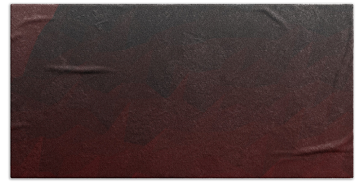 Rithmart Red Abstract Dark Ridges Beach Towel featuring the digital art Red.102 by Gareth Lewis