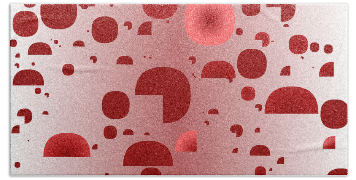 Rithmart Abstract Red Organic Random Computer Digital Shapes Abstract Predominantly Red Beach Towel featuring the digital art Red.833 by Gareth Lewis