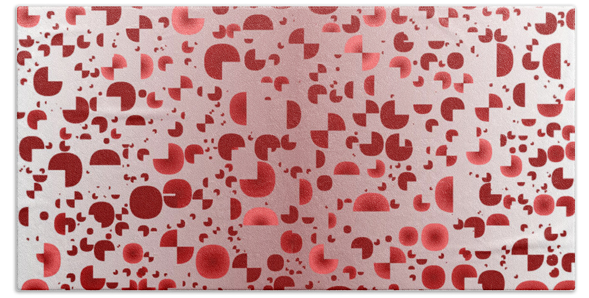 Rithmart Abstract Red Organic Random Computer Digital Shapes Abstract Predominantly Red Beach Towel featuring the digital art Red.848 by Gareth Lewis