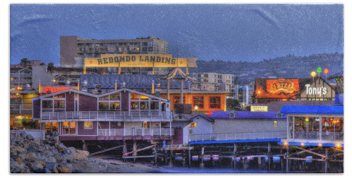 Pier Beach Sheet featuring the photograph Redondo Landing by Richard J Cassato