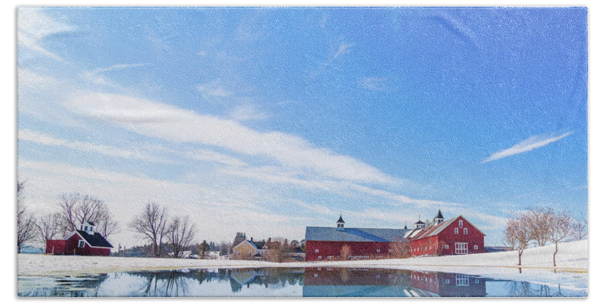 Reflection Beach Towel featuring the photograph Reflection of a Barn in Winter by Tim Kirchoff