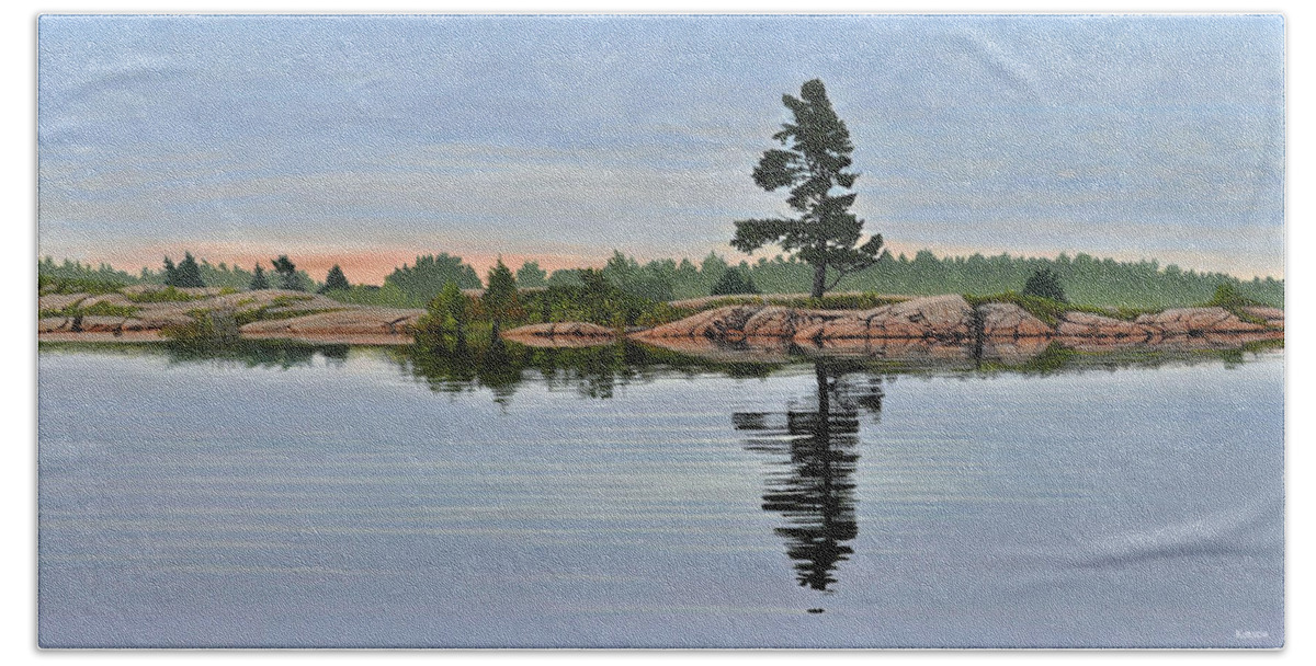 Georgian Bay Beach Sheet featuring the painting Reflection on the Bay by Kenneth M Kirsch